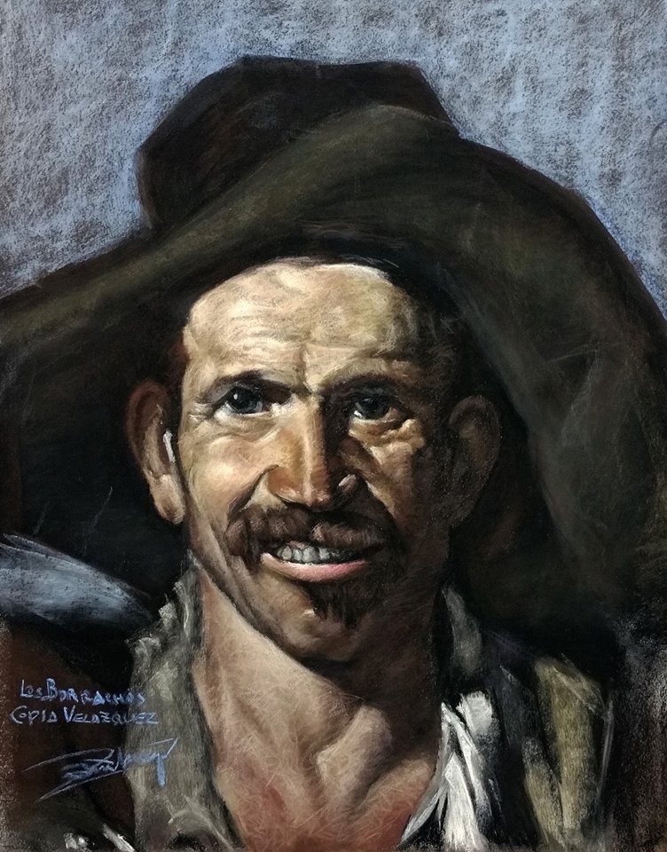 Detalle de Los Borrachos. Copia de Velázquez