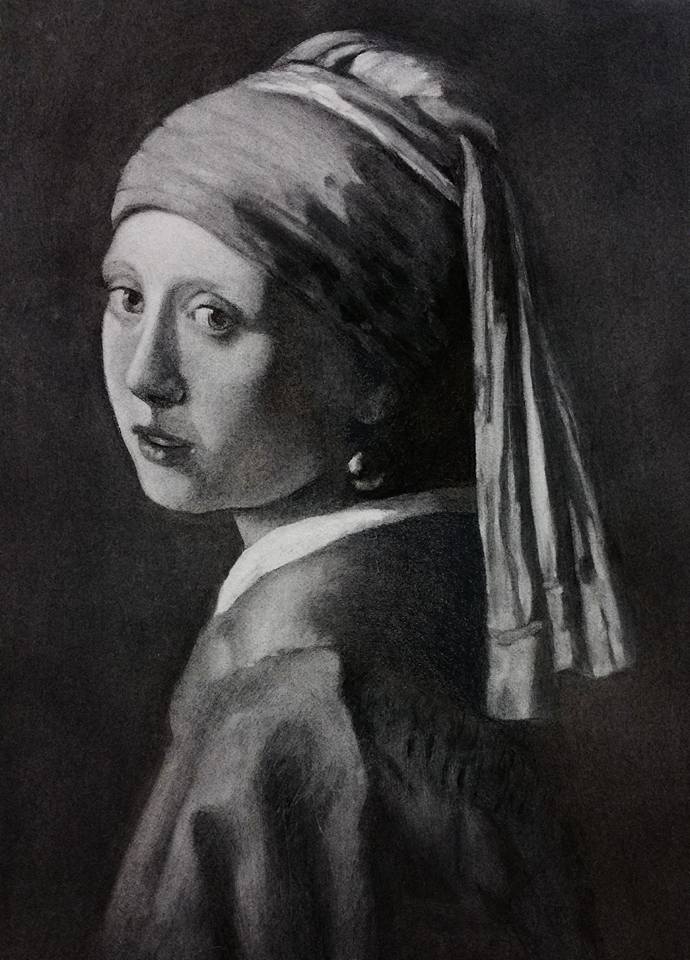 La joven de la perla, copia de Vermeer