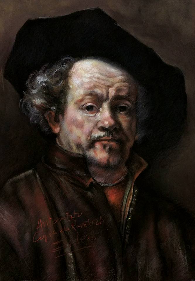 Autorretrato, copia de Rembrandt.