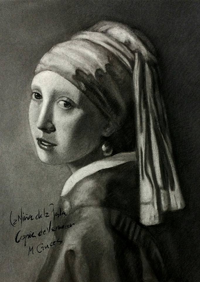 La niña de la perla, copia de Vermeer.