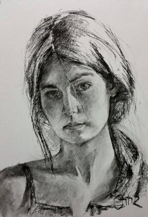 Sketch. Carboncillo 42 x 29 cm. Modelo: fotografía de Louis Treserras.