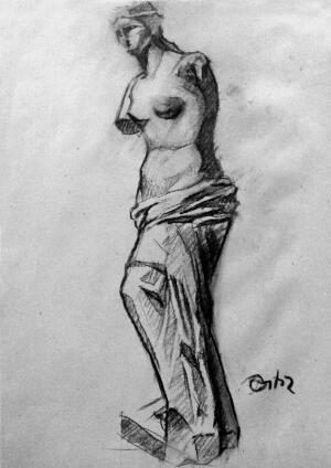 Venus. Apunte del yeso. Carboncillo sobre papel de estraza