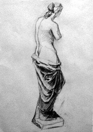 Venus. Apunte del yeso. Carboncillo sobre papel de estraza