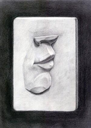 Boca. Grafito sobre papel Canson para bocetos